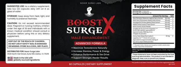 Boost Surge X Product Label